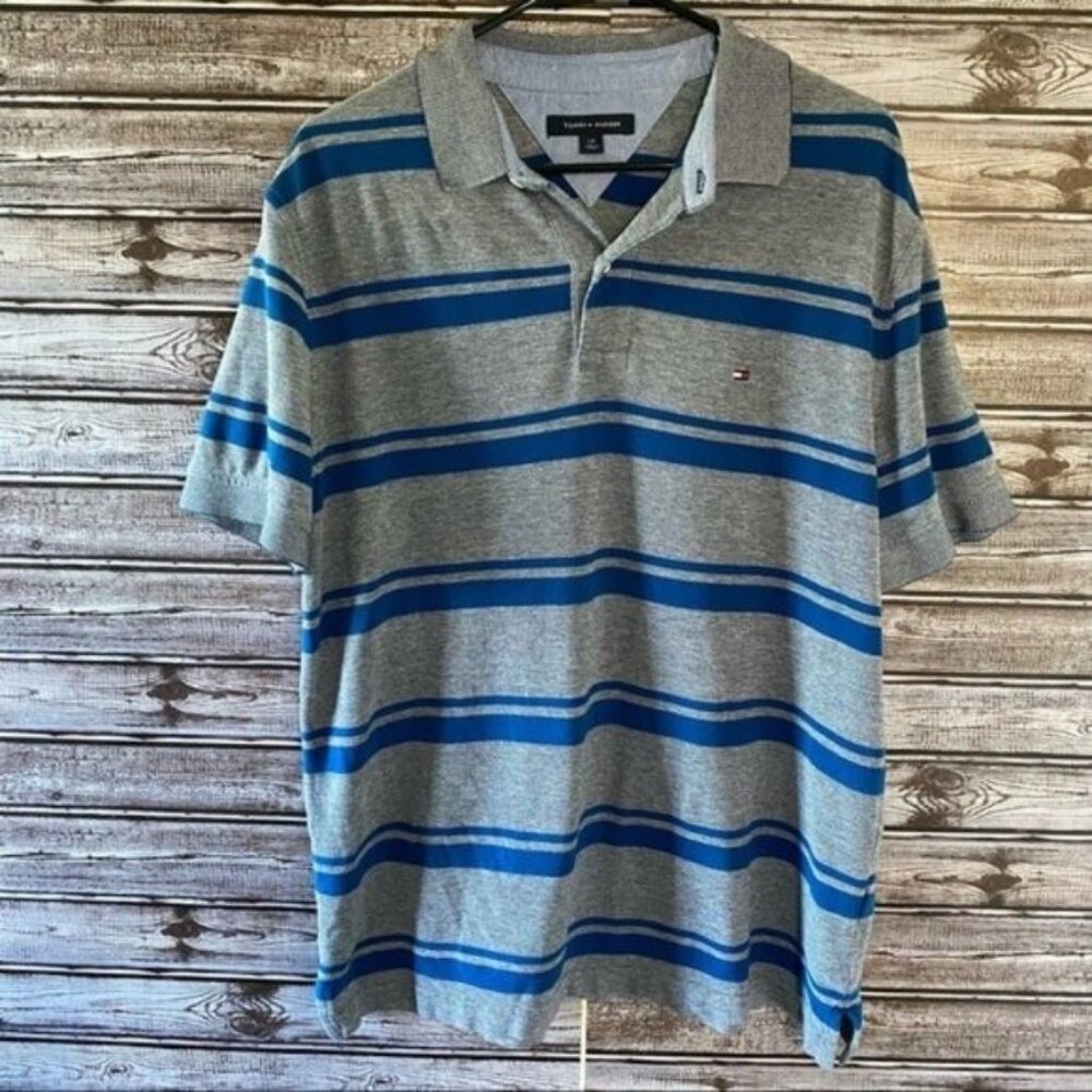Tommy Hilfiger Men's Striped Short-Sleeved Polo Shirt Size L